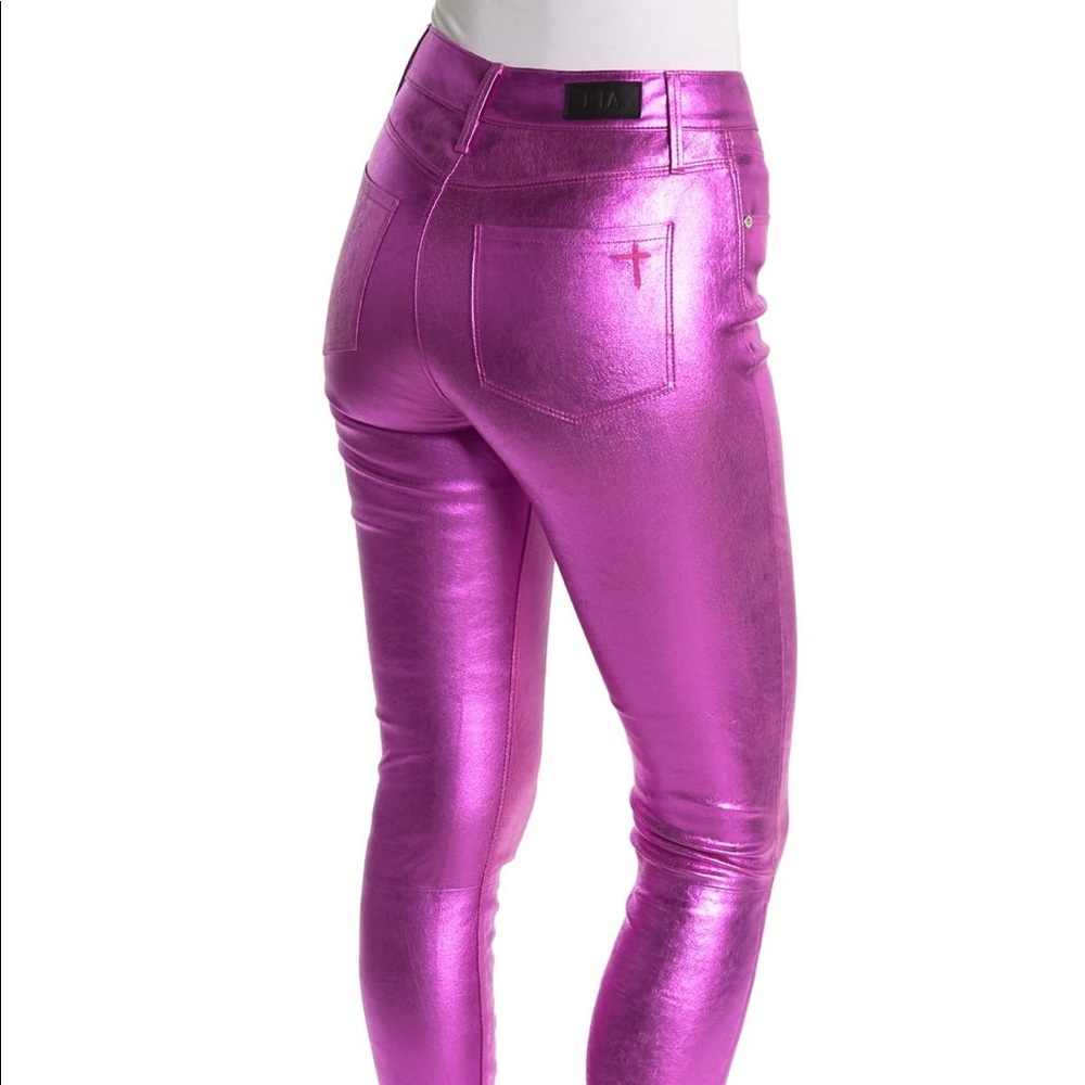 NWT - RtA High Rise Skinny Leather Metallic Pants